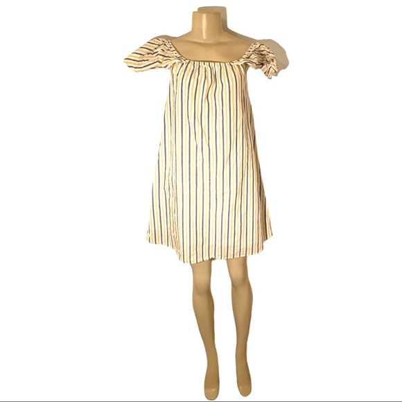 Paper Moon Ruffle Sleeve Baby Doll Tent Midi Dress Boho Neutral Cream - Picture 3 of 4